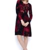 Picadilly Canada | Long-Sleeve Flared Paneled Dress Crimson Multi