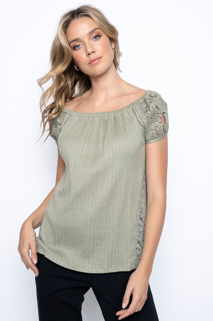 Picadilly Canada | Cold-Shoulder Lace Trim Top